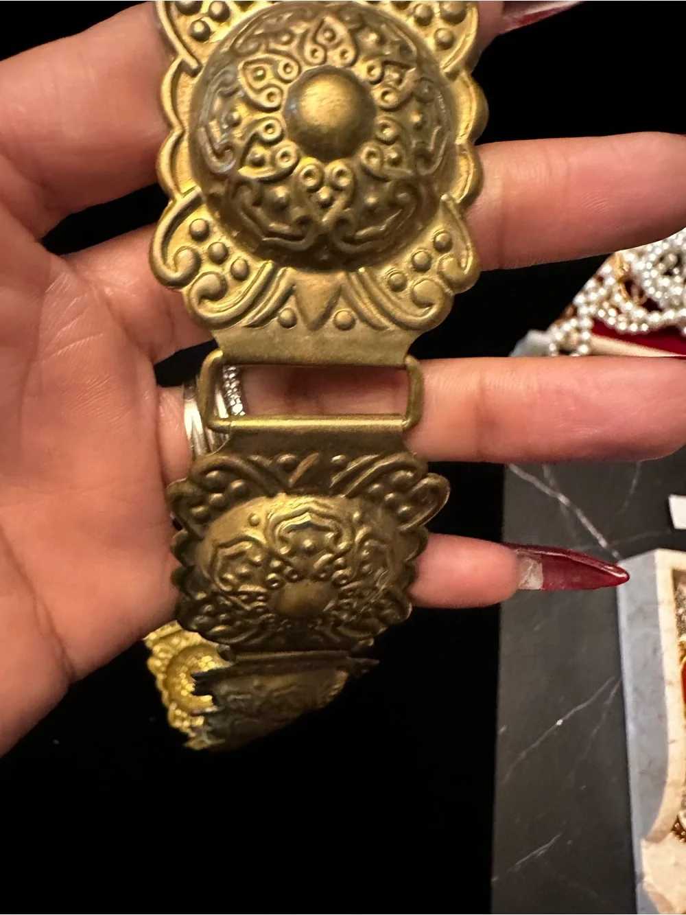 Borouque Style Vintage Gilt Washed or Brass Waist chain/ Belt 33”